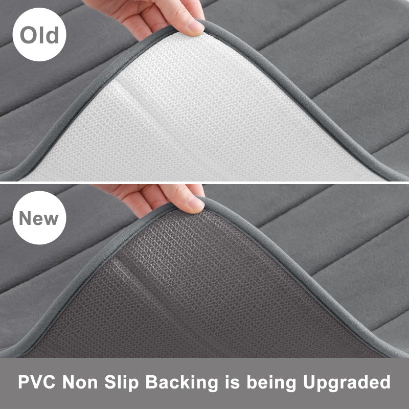 Buganda Memory Foam U-Shaped Contour Toilet Rugs, Non Slip Absorbent, Thick Soft Washable Bathroom Mat, Floor Carpet Bath Rugs Mat for Toilet Base (24" x 20", Grey) - Image 4